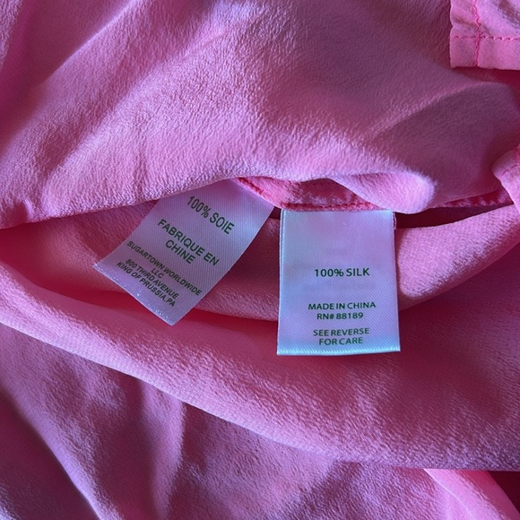 Lilly Pulitzer Elsa Silk Pink Top Long Sleeve Size Large - Picture 9 of 11